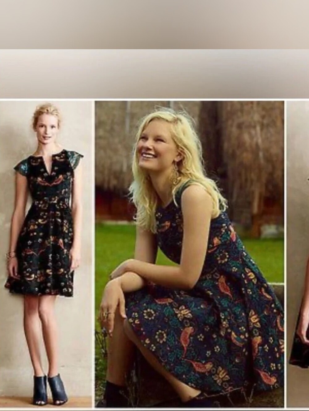 Anthropologie Eva Franco Larksong Dress Courdoroy Birds